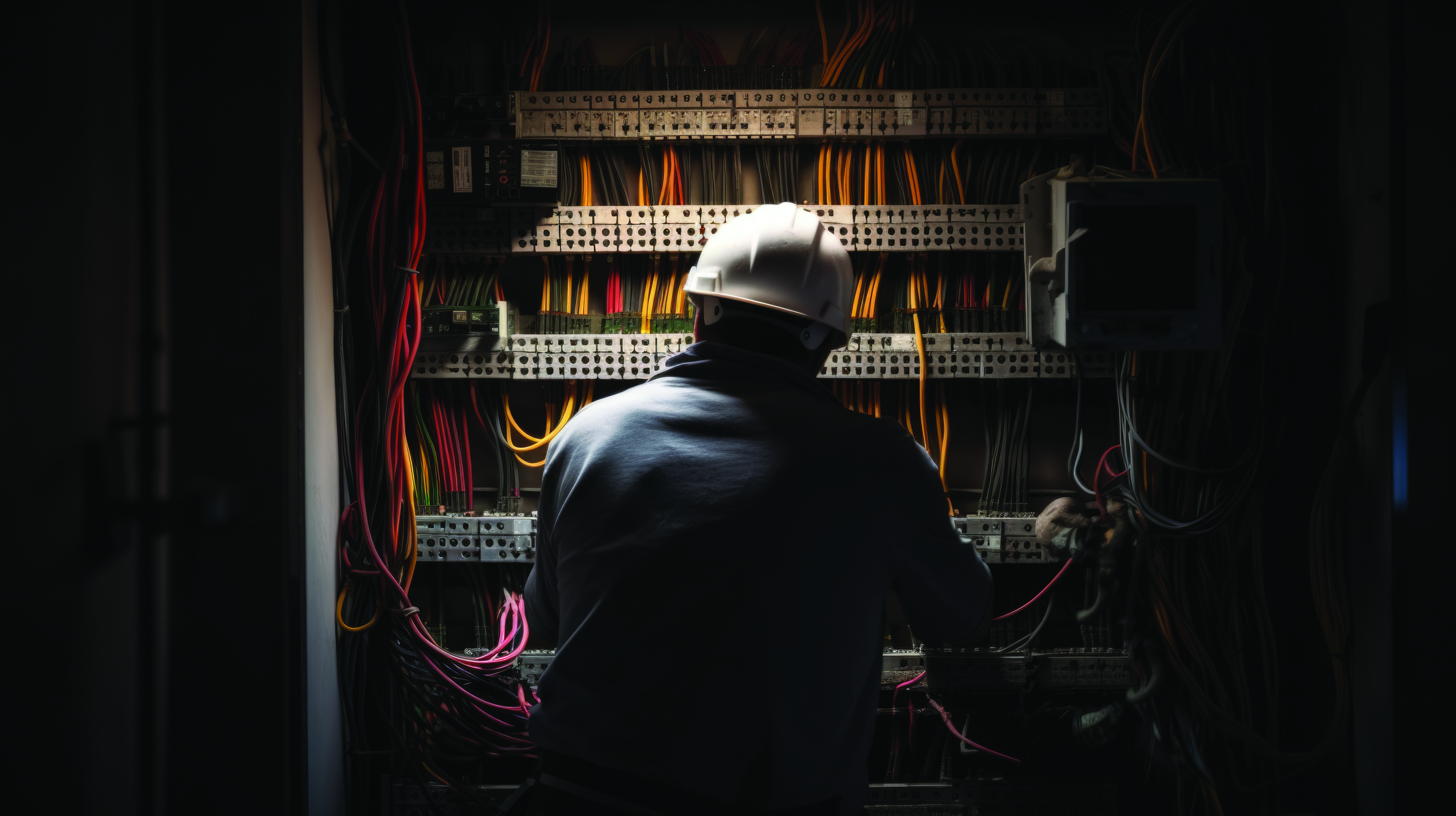 AI generated Close up detail of an electrician hands working with wires and  fuse switch box. 36098171 Stock Photo at Vecteezy